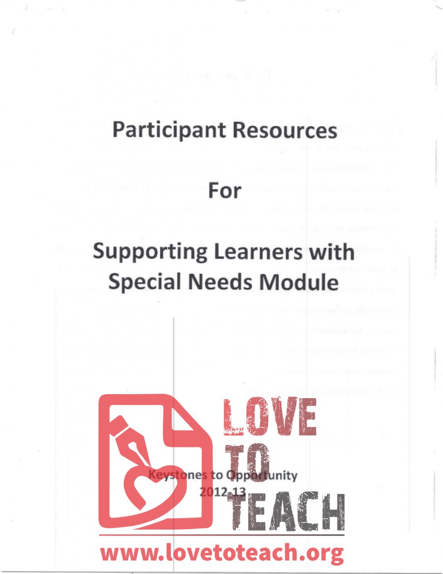 Resources - Supporting Learners with Special Needs