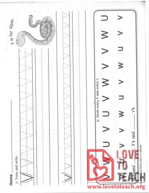 V - Letter Formation Practice Pages