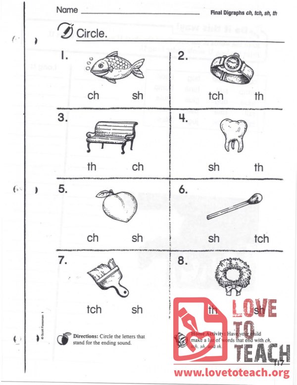 ch, tch, sh, th - Final Digraphs | LoveToTeach.org