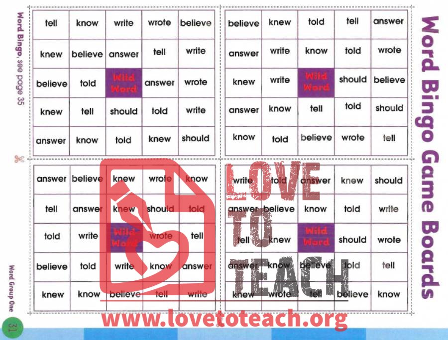 Word Bingo Materials and Directions | LoveToTeach.org