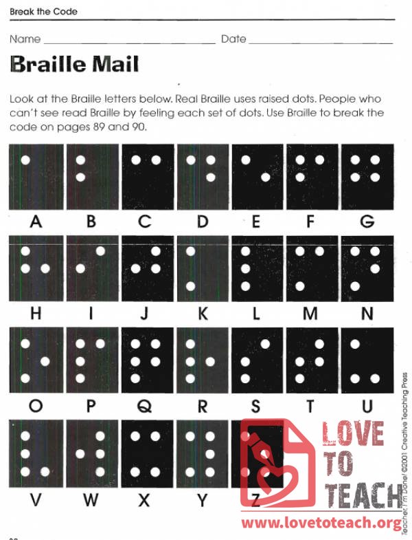 Free Printable Braille Alphabet Worksheets