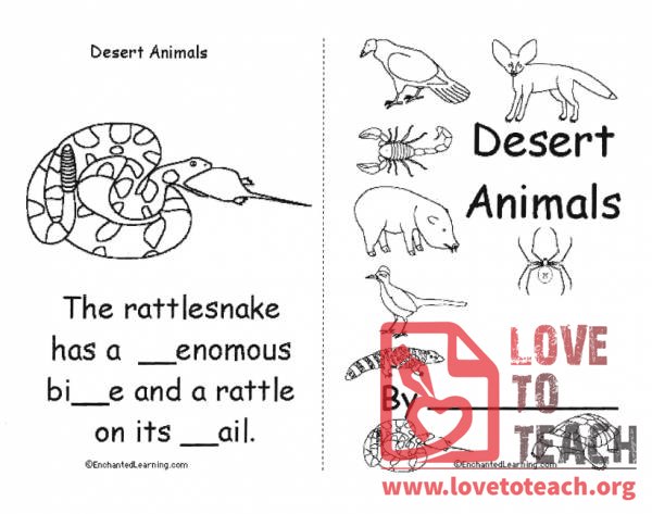 blank valentine worksheet Desert LoveToTeach.org Animals   Book