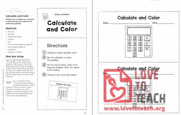 Calculate and Color | LoveToTeach.org