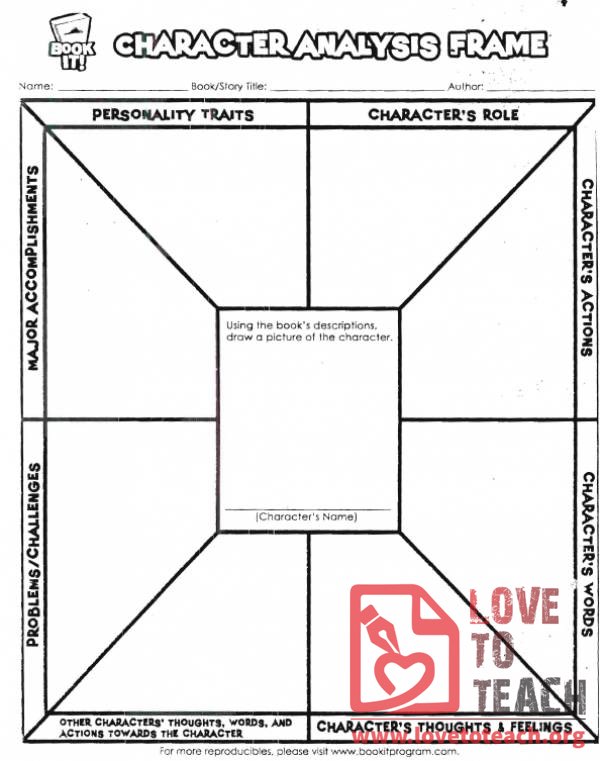 Character Analysis Worksheet LoveToTeach