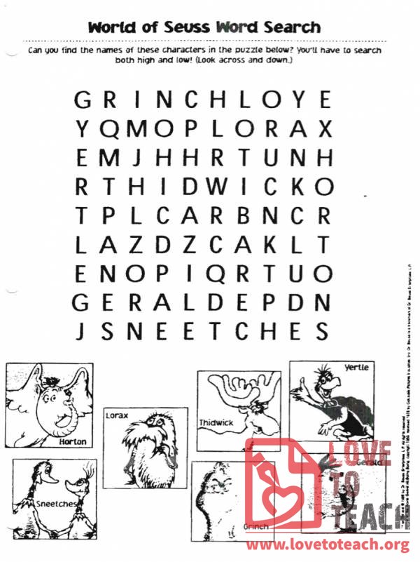 printable age worksheets 2 Word LoveToTeach.org Search Seuss Dr.