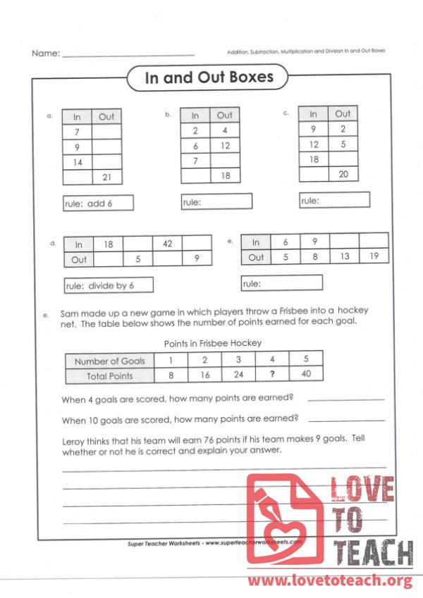 In And Out Boxes with Answer Key LoveToTeach